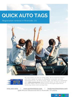 Quick Auto Tags | Riverside DMV registration | 951-409-9091