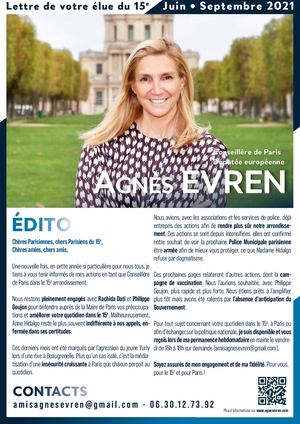 Lettre d'élue du 15ème - Agnès Evren Juin 2021