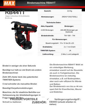 Bindemaschine RB441T Die beste und schnellste Bindemaschine auf der Baustelle