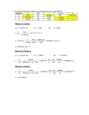 Ejercicios De Ley De Beer Lambert