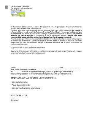 Model Autorització Administració Medicament