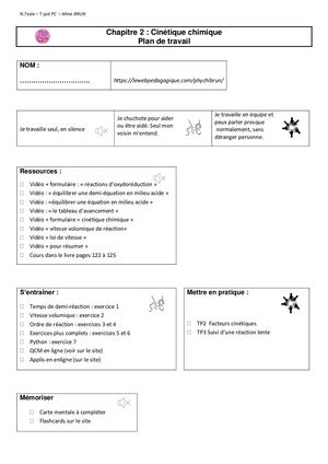 T PC 2 Cinétique chimique