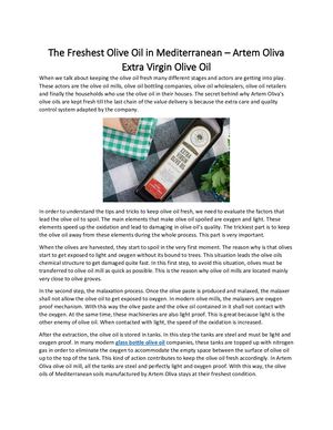 The Freshest Olive Oil In Mediterranean By Artem Oliva