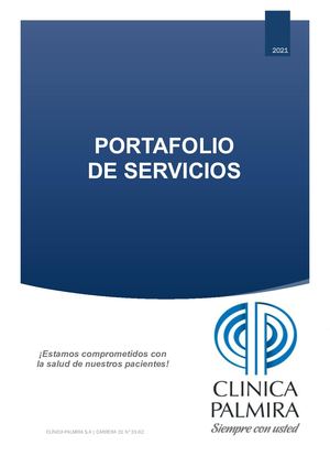 Portafolio De Servicios Clínica Palmira 2021