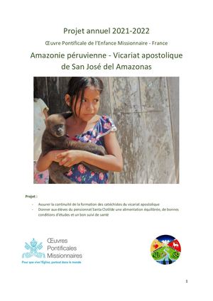 Projet de l'Enfance Missionnaire 2021-2022 au Pérou