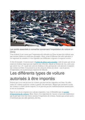 Ce qu'il savoir sur l’importation de voiture en chine