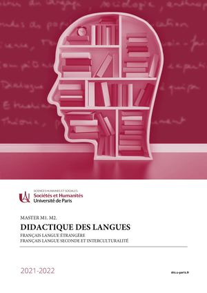 Brochure SHS Master 1 et Master 2 Sciences Langage Didactique des langues 2021/2022
