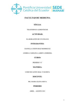 Ensayo Trastornos Alimenticios