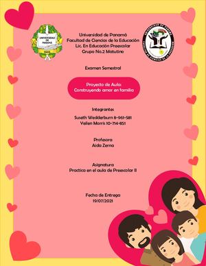 Proyecto De Aula: Construyendo amor en familia.