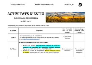 2n Eso 20 21 Activitats estiu