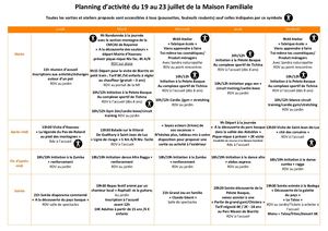 Vv Anglet Planning Familles Planning Du 19 Au 23 Juillet