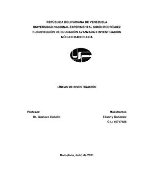 Lineas De Investigación por Elianny González