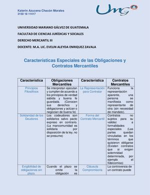 Caracteristicas Especiales De Las Obligaciones Y Contratos Mercantiles