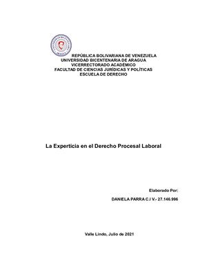 La Experticia En El Derecho Laboral