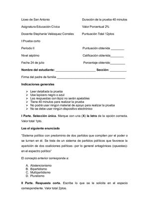 Formato De Prueba Escrita I