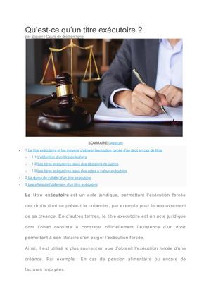 Définition d'un titre exécutoire