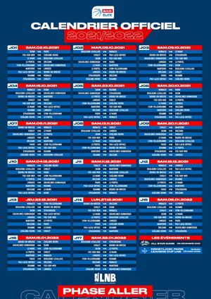 Calendrier Lnb Betclicélite Saison2021 2022