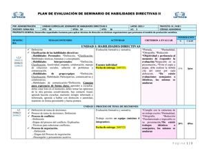 Plan De Evaluación De Seminario De Habiliddaes Directivas II AD4401