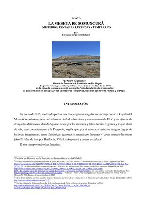 La Meseta De Somuncurá: Fantasías Misterios Y Templarios