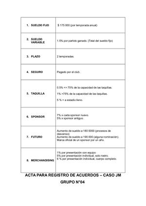 Acta Para Registrar Los Acuerdos Del Taller De Negociación (Entrega Obligatoria)