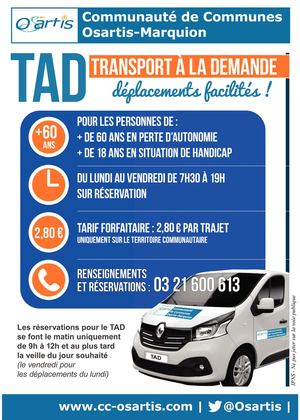 Transport à La Demande (Tad) Cc Osartis Marquion Nouveau Périmètre Juillet 2021