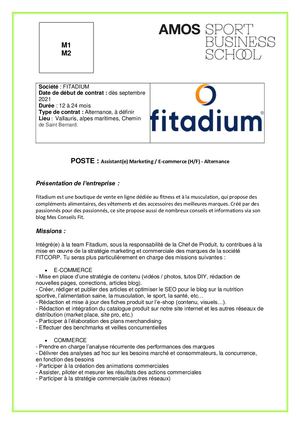 (M1-M2) FITADIUM - ALT-ASSISTANT MARKETING & E commerce