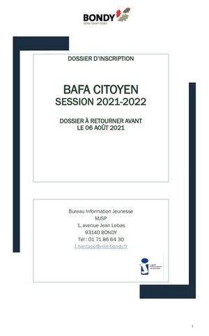 Dossier Candidature Bafa Citoyen 2021 2022