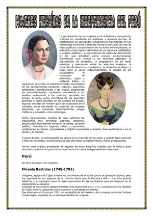 Mujeres Heroínas De La Independencia Del Perú Maria Del Rosario