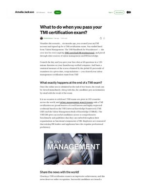 What To Do When You Pass Your Tmi Certification Exam