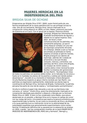 Mujeres Heroicas De La Independencia Del Peru
