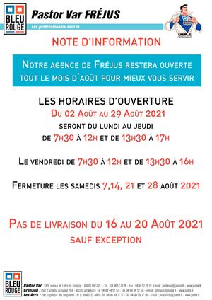 Horaire éTé 2021