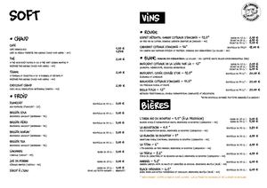 Café librairie Les Boucaniers - Tarifs bar