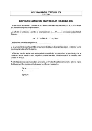 Cinov Modèle Note Information Cse Original