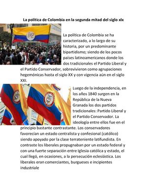 Evaluacion 1 De Sociales Politica De Colombia