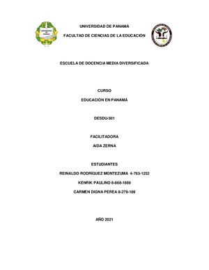 Trabajo Final Educacion En Panama