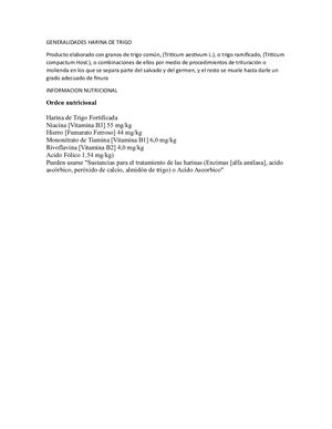 Generalidades Harina De Trigo