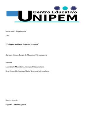 Padres De Familia En El Desinterés Escolar, Luis Alberto Muñiz Parra