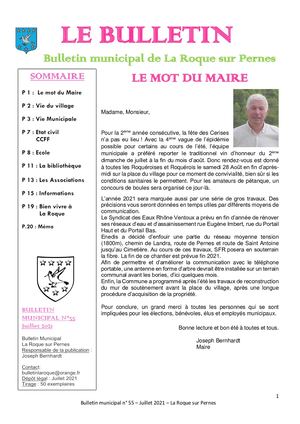 Le Bulletin Municipal N°55 Juillet 2021 La Roque Sur Pernes