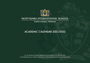 M'kis 2021 2022 Academic Calendar