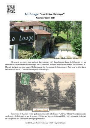 La Louge Rivière Historique Par Raymond Cessin Bélières 2014