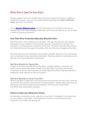 Which Wine Is Good For Face Glow?