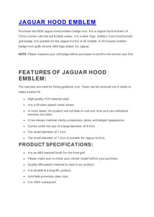 Jaguar Hood Ornament