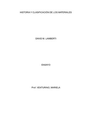 Ensayo Historia De Los Materiales, Clasificación
