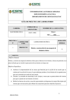 Diseño Y Construcción De Una Maqueta De Dinámica Clásica Oña Robert