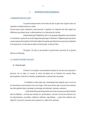 Gestion des personnel de santé et son impacte sur le rendement du service