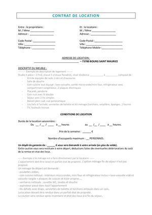 Modèle De Contrat De Location