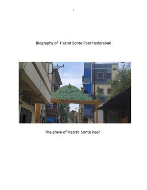 Biography Of Hazrat Sonte Peer Hyderabad