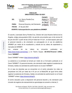 Circular 125 Autocapacitación Sirimep