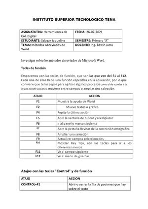 Metodos Abreviados De Word