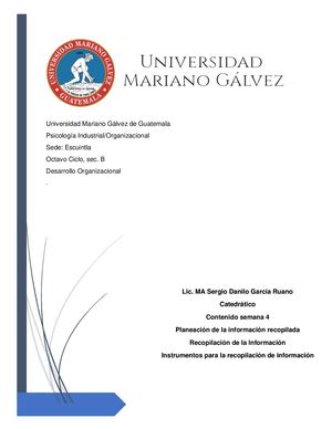 Planeacion De La Informacion Recopilada